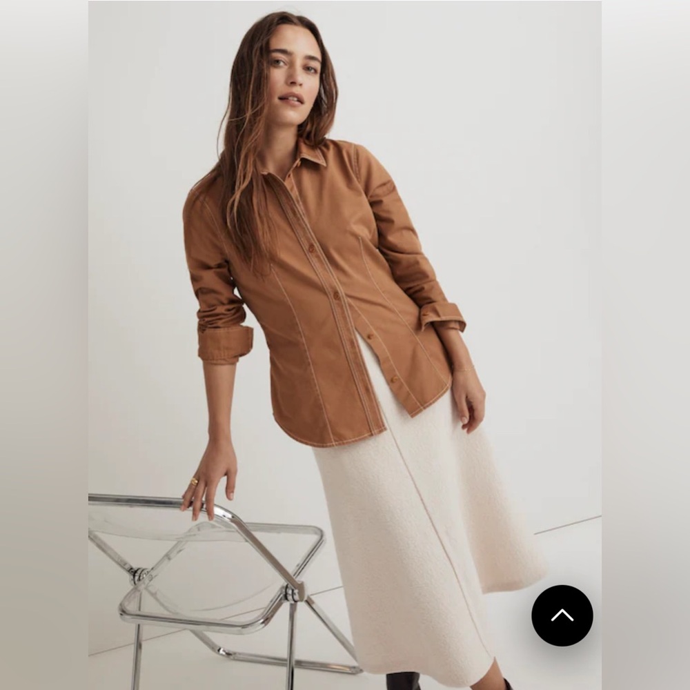 Madewell Darted Button-Up Shirt in (Re)generative Chino Fallen Timber